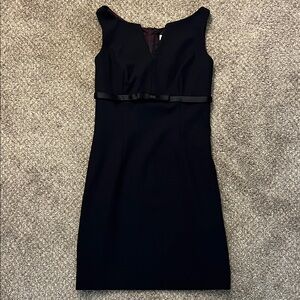 Ann Taylor Black Sheath Midi Dress V-Neck Sleeveless
